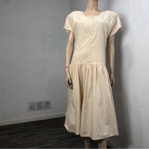 Together Cream Button-Front Midi Dress